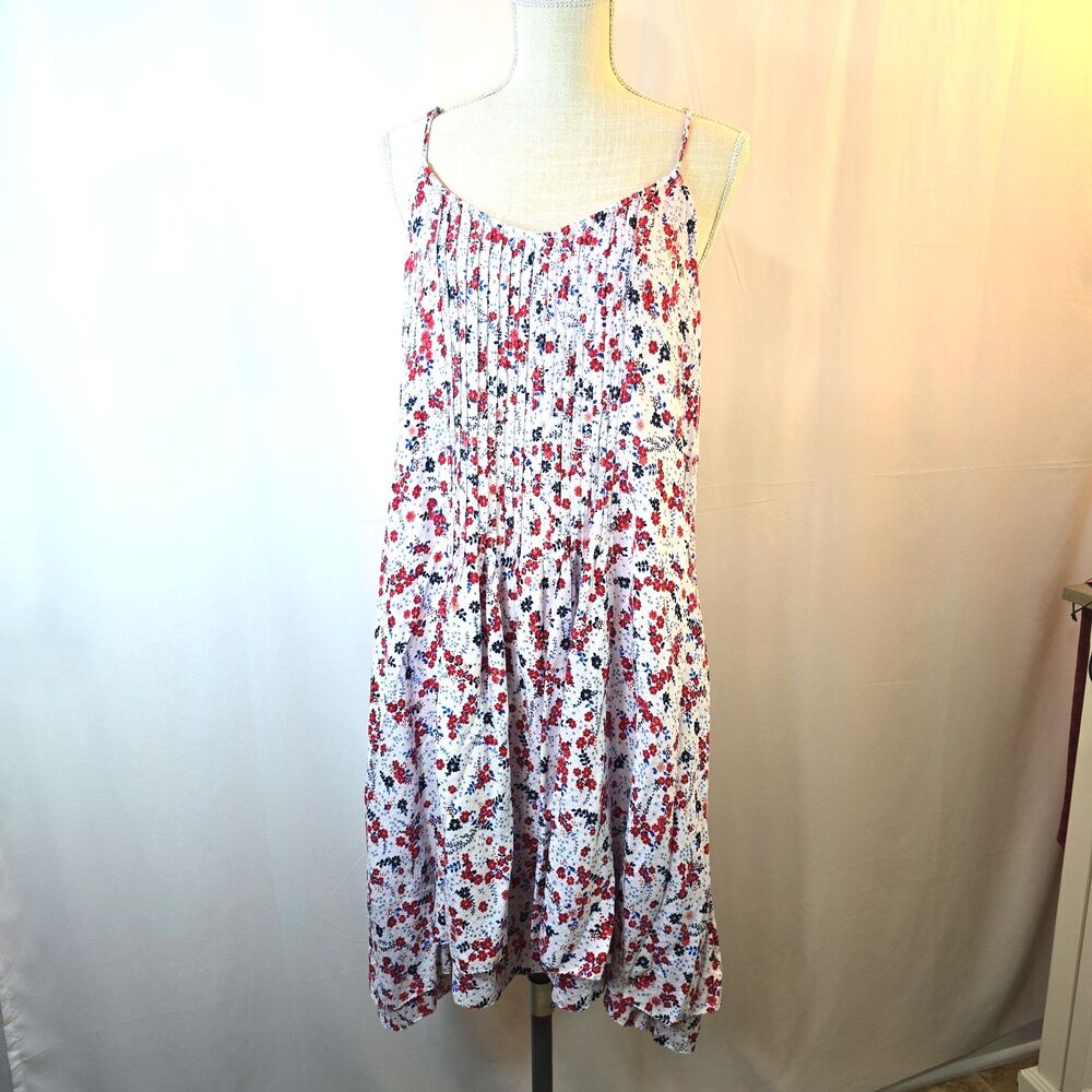 Time and  Tru Women's Plus Size XXL White Floral Dress Spaghetti Straps Lined